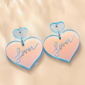 Stainless Steel Baroque Style Laser Taylor LOVE Ears Theme Pierced Ear Rings